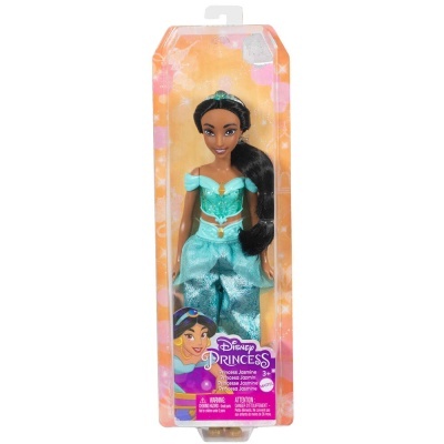 Boneca Princesa Jasmine com vestido turquesa em embalagem transparente
