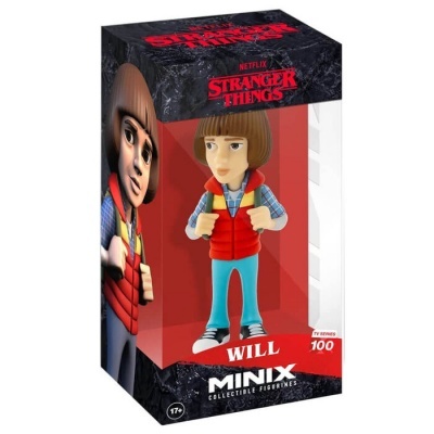 Figura colecionável Minix Will da série Stranger Things em embalagem preta e vermelha