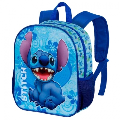 Mochila azul com desenho do Stitch e nome impresso