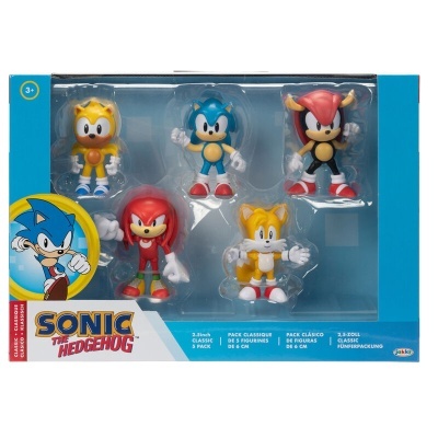 Conjunto de figuras Sonic The Hedgehog, 5 personagens em caixa azul