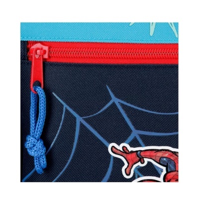 Mochila com padrão de teia de aranha e Homem-Aranha com zíper vermelho