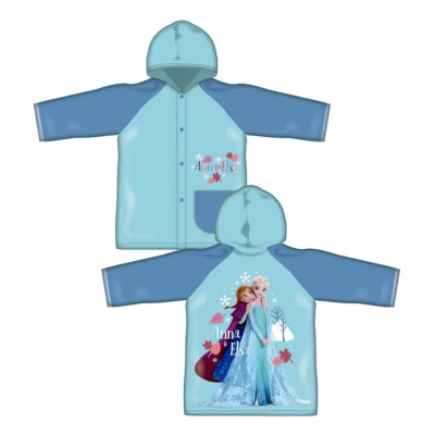Casaco infantil azul com capuz e bonecas Anna e Elsa
