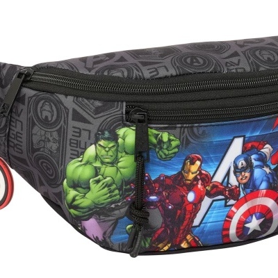 Saco de cintura com imagem dos Avengers e padrão cinzento