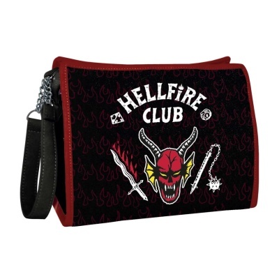 Carteira preta com bordas vermelhas e estampa Hellfire Club