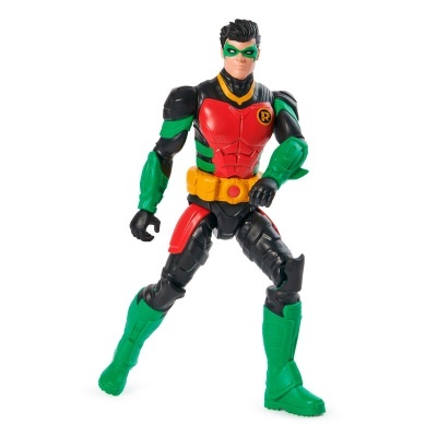 Figura de ação do personagem Robin com fato colorido e máscara