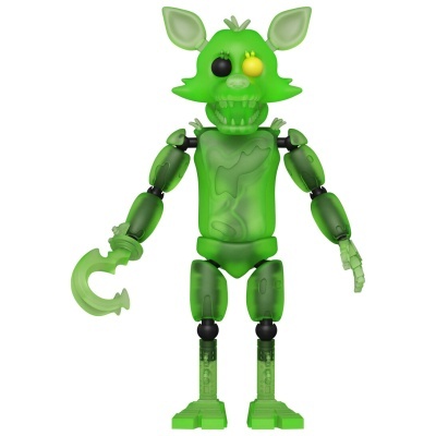 Figura de brinquedo robô verde translúcido com orelhas e olhos distintos