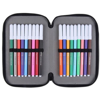 Estojo com 18 canetas coloridas de ponta fina e tampa branca