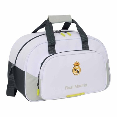 Mala desportiva branca com emblema Real Madrid