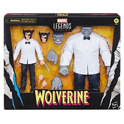 Conjunto de figuras de ação Marvel Legends Wolverine com fatos brancos embalados