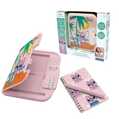 Diário secreto eletrónico rosa com tema Stitch, caderno e caneta, embalagem Lexibook