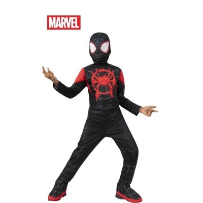 Fato de Carnaval do Homem-Aranha Marvel preto e vermelho com máscara