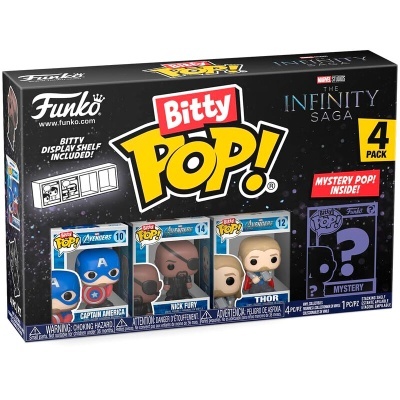 Caixa colecionável Funko Bitty Pop com 4 figuras Marvel The Infinity Saga
