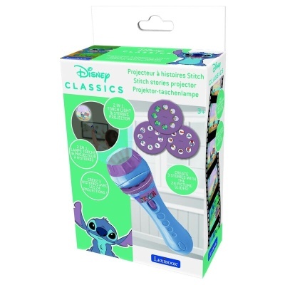 Projetor de histórias Stitch da Disney Classics com discos de projeção roxos