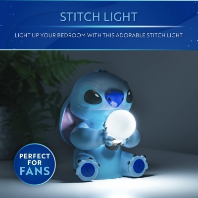 Lâmpada decorativa Stitch azul a segurar bola luminosa