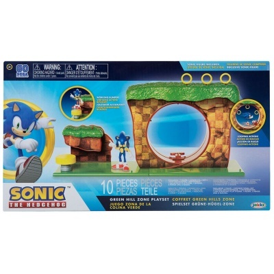 Pack de jogo Sonic the Hedgehog Green Hill Zone com cenário e anéis dourados