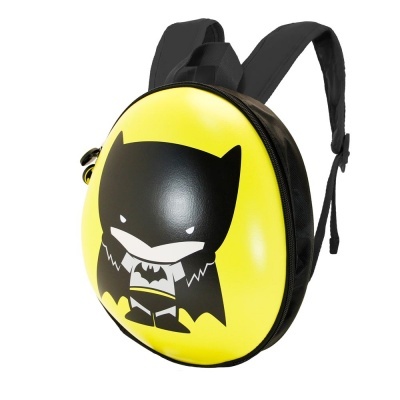 Mochila infantil redonda amarela com estampa de Batman cartoon