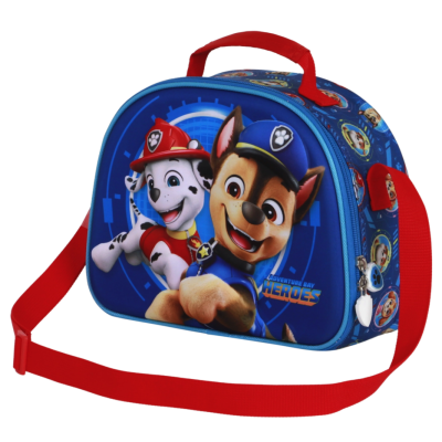 Mala infantil azul da Paw Patrol com personagens e alça vermelha