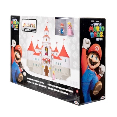 Caixa de brinquedo castelo desmontável com figuras Mario e Peach Super Mario
