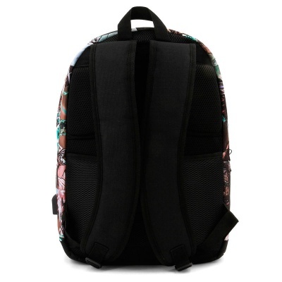 Mochila com alças acolchoadas e padrão floral nas laterais