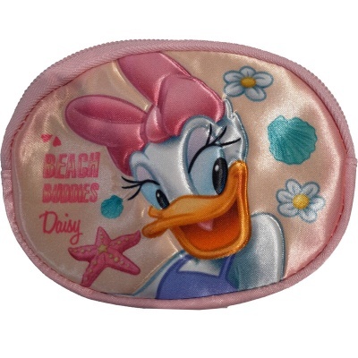 Carteira oval rosa com Daisy da Disney e decoração de praia