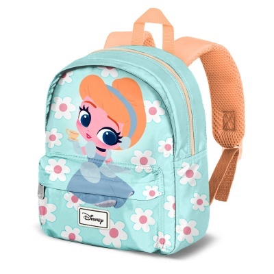 Mochila infantil Disney azul claro com estampa da Cinderella e flores