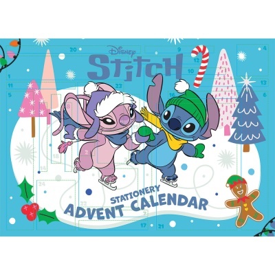 Calendário do advento Disney Stitch com personagens a patinar no gelo
