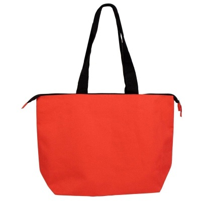 Mala de ombro vermelha com alças pretas