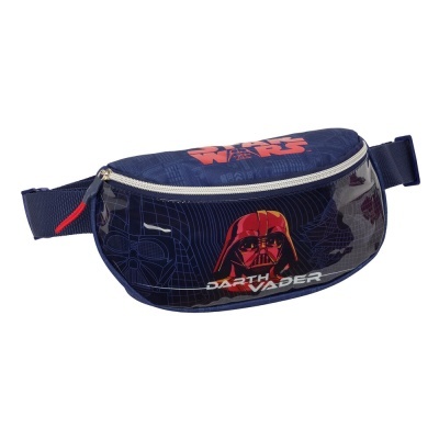 Cinto saco azul com estampa Darth Vader e texto Star Wars.