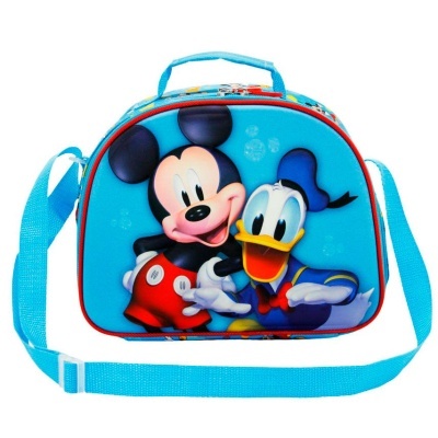 Mala infantil azul com estampa do Mickey Mouse e Pato Donald.