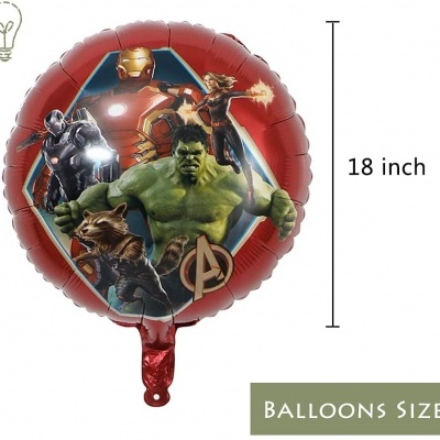 Balão redondo dos Avengers com personagens coloridos e dimensão 18 inch