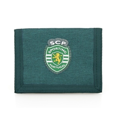 Carteira em tecido verde com emblema do Sporting Portugal