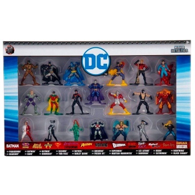Conjunto de 20 mini figuras de ação DC em caixa com janela transparente
