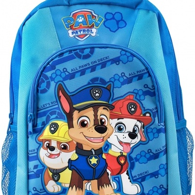 Mochila azul com personagens da série PAW PATROL