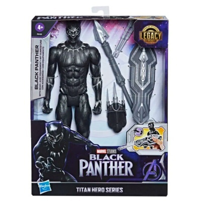 Figura de ação Black Panther com acessórios em embalagem