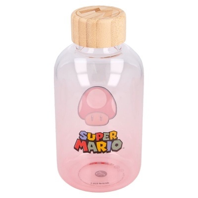 Garrafa plástica rosa Super Mario com tampa de cortiça