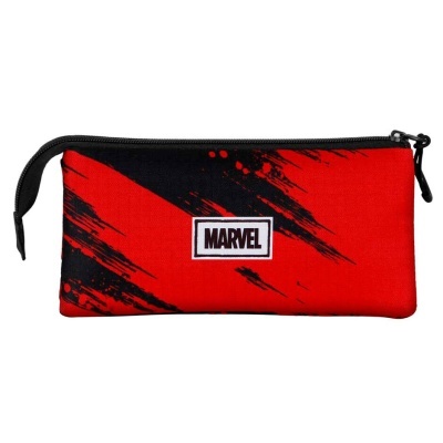 Estojo Marvel vermelho e preto com fecho e logótipo central