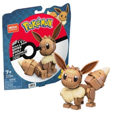 Brinquedo articulado Eevee Evoli da série Pokémon em embalagem azul