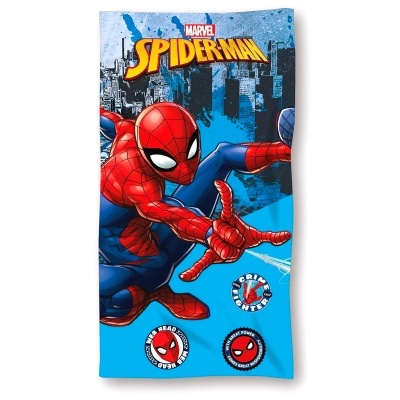 Toalha de banho com imagem do Spider-Man em azul e vermelho