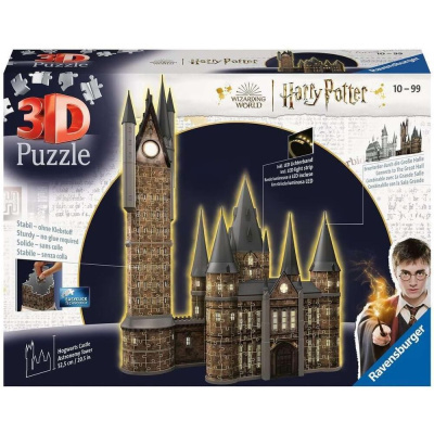 Caixa de puzzle 3D da Torre de Astronomia do castelo de Hogwarts com luz LED