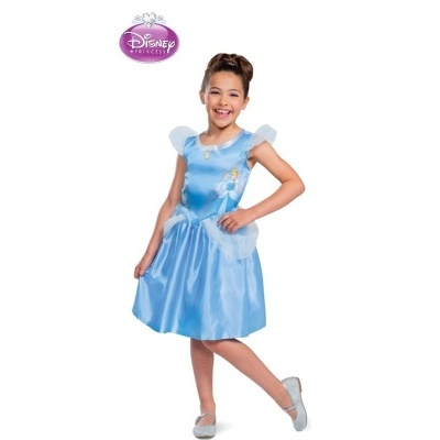 Vestido infantil azul brilhante da Disney Princesa Cinderela