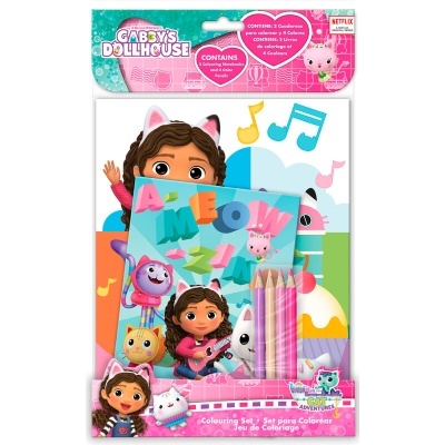 Conjunto de coloração Gabby's Dollhouse com cadernos e lápis coloridos