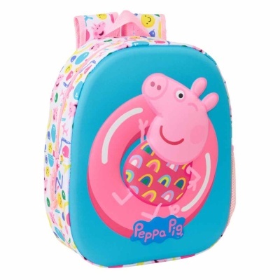 mochila infantil Peppa Pig com design colorido e azul