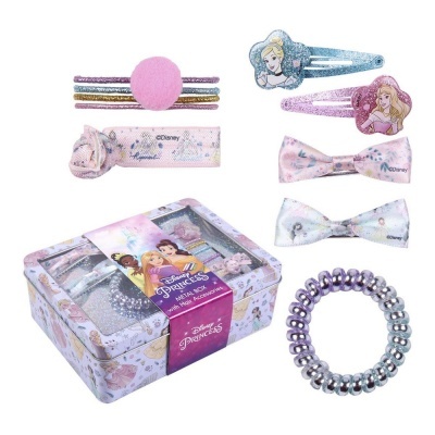 Conjunto de acessórios para cabelo Disney Princess com caixa decorativa