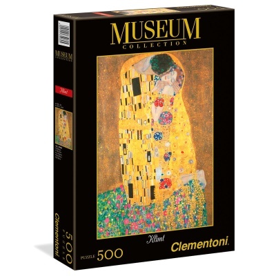 Caixa de quebra-cabeças Museum com 500 peças mostrando a pintura O Beijo de Klimt