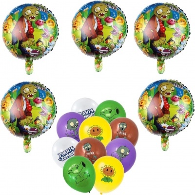 Balões metálicos e de látex com tema Plants vs Zombies