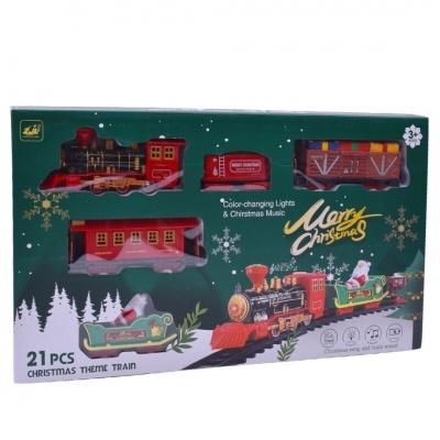 Comboio de Natal com 21 peças em embalagem decorada com flocos de neve