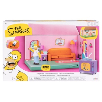 Set de brincar The Simpsons Diorama sala de estar com Homer e mobiliário colorido
