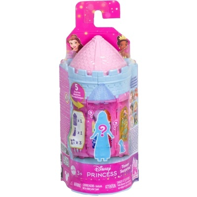 Brinquedo Disney Princess Tower Surprise em forma de castelo cor-de-rosa e azul
