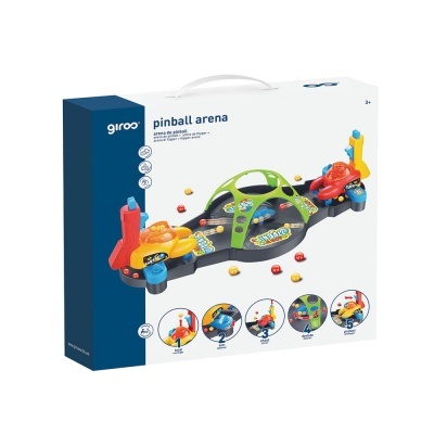Caixa do jogo pinball arena da Giroo com imagem do produto colorido e plástico