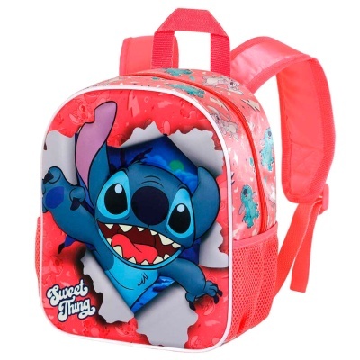 mochila vermelha com estampa do personagem Stitch e frase 'Sweet Thang'